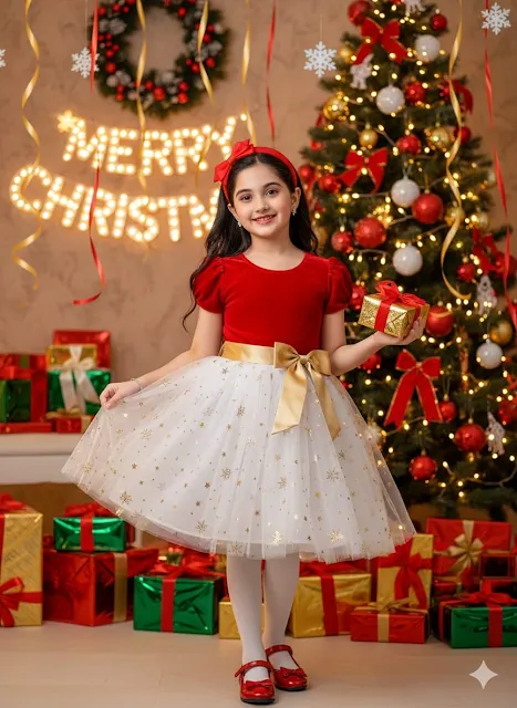 Kids chrismus photo editing prompt - AI Generated Image