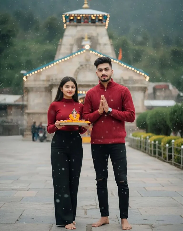 couple prompt for mandir photo shoot - AI Generated Image