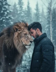 Winter season photo editing prompt with tiger  - AI Generated Image