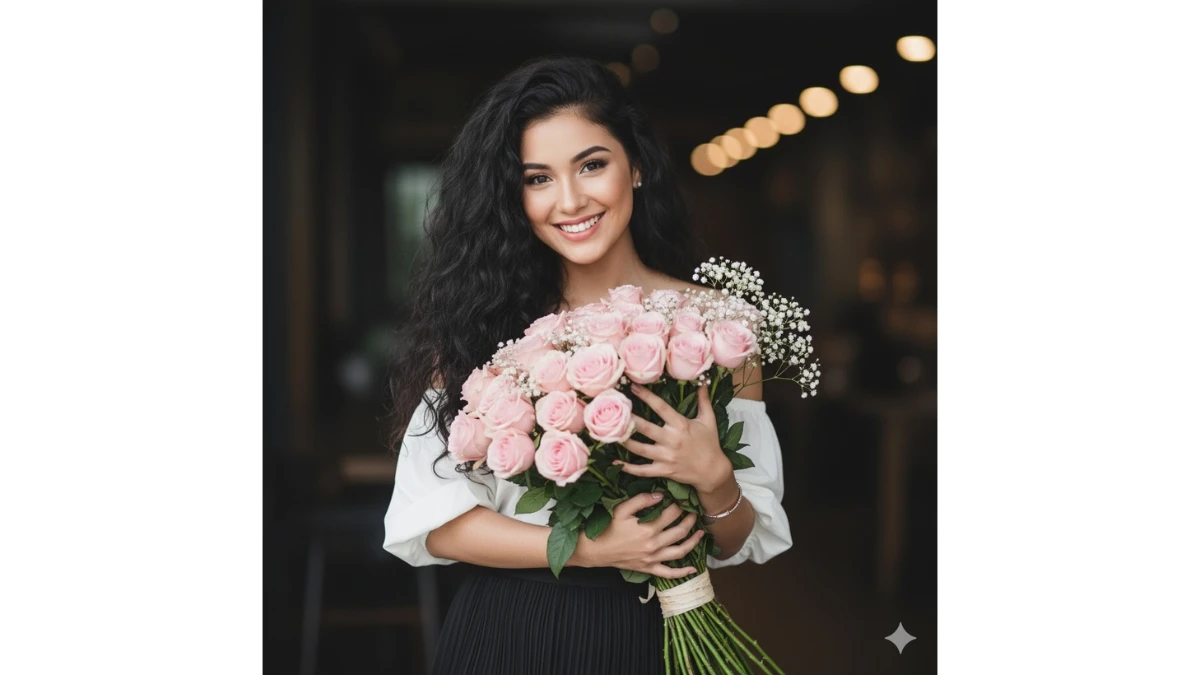 chatgpt prompt for photo editing for girls with flower  - AI Generated Image