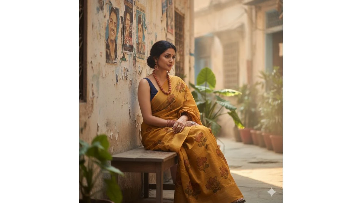 create saree look portrait by just this single prompt - AI Generated Image