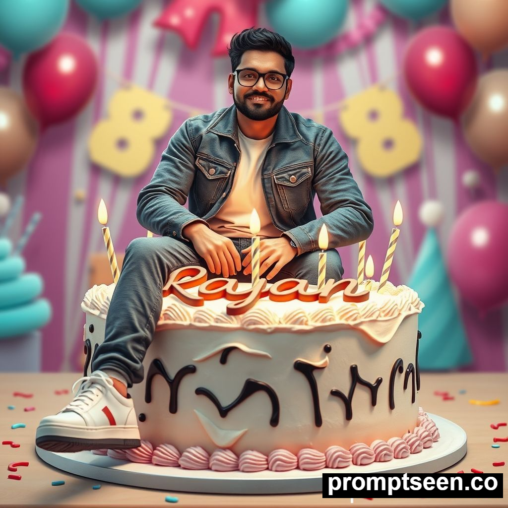 birthday prompts ideas sitting on cake - AI Generated Image