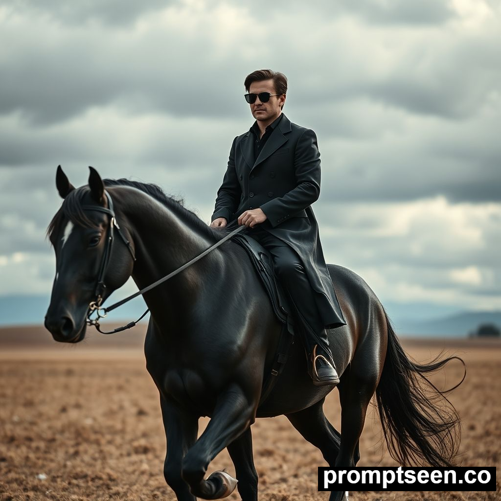 cinematic chatgpt photo editing prompts on horse - AI Generated Image