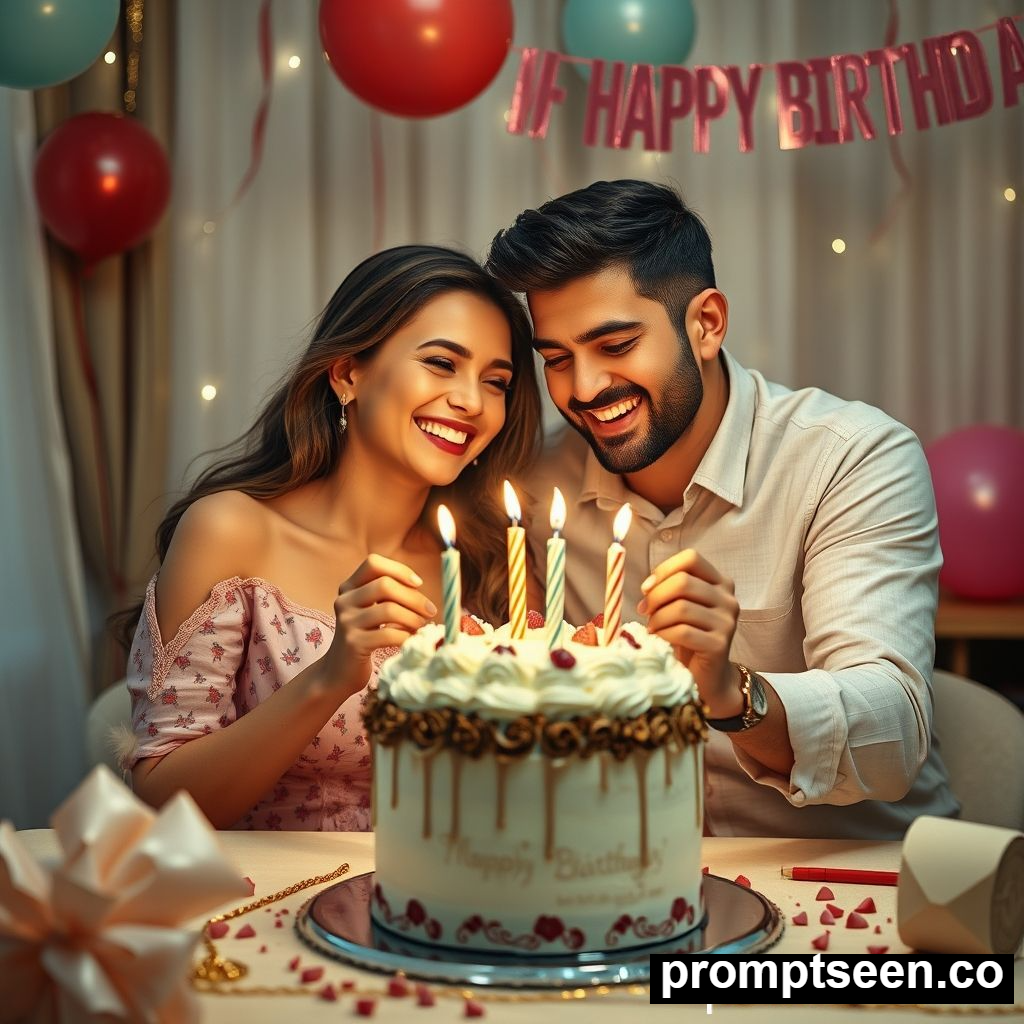 couple celebrating birthday prompt - AI Generated Image