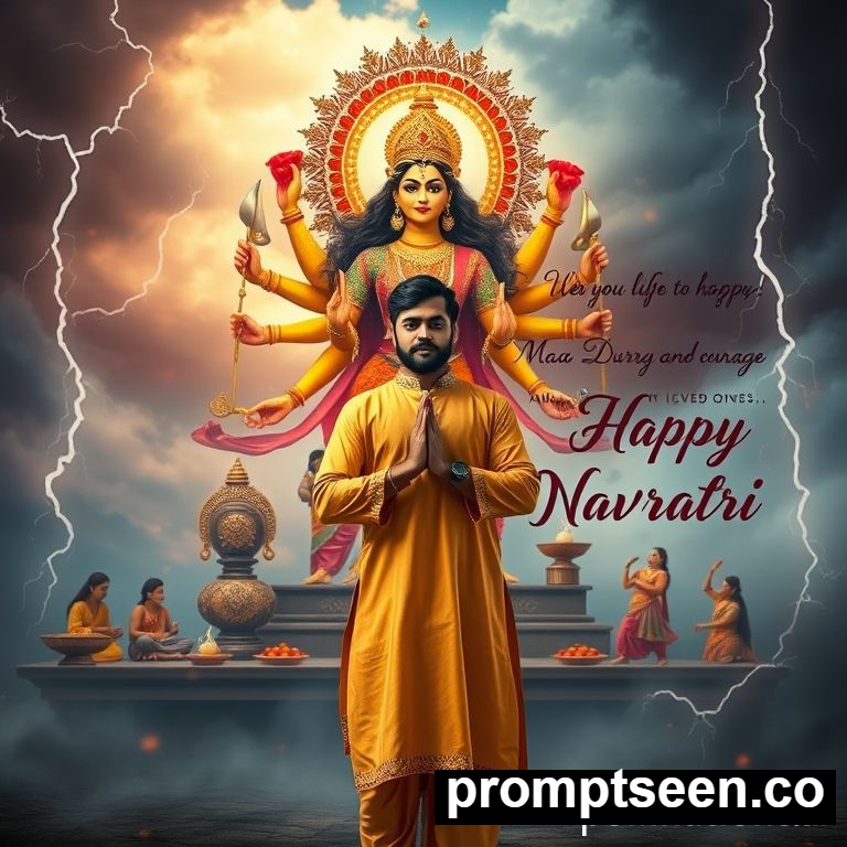 Happy navratri gemini photo editing prompts - AI Generated Image