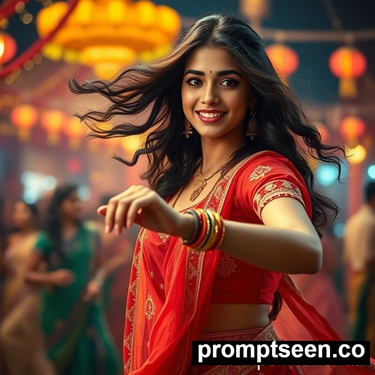 Gemini prompts for realistic dandiya and garba night scenes - AI Generated Image