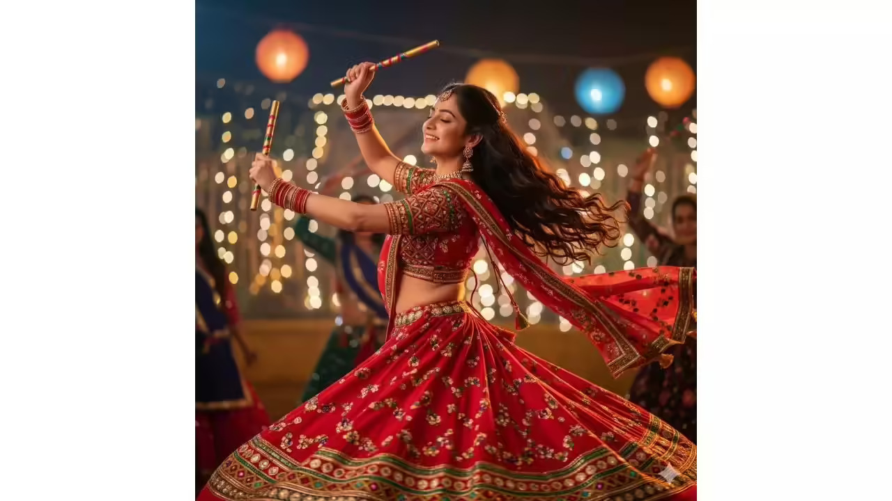 navraprompts for realistic dandiya and garba night scenes - AI Generated Image