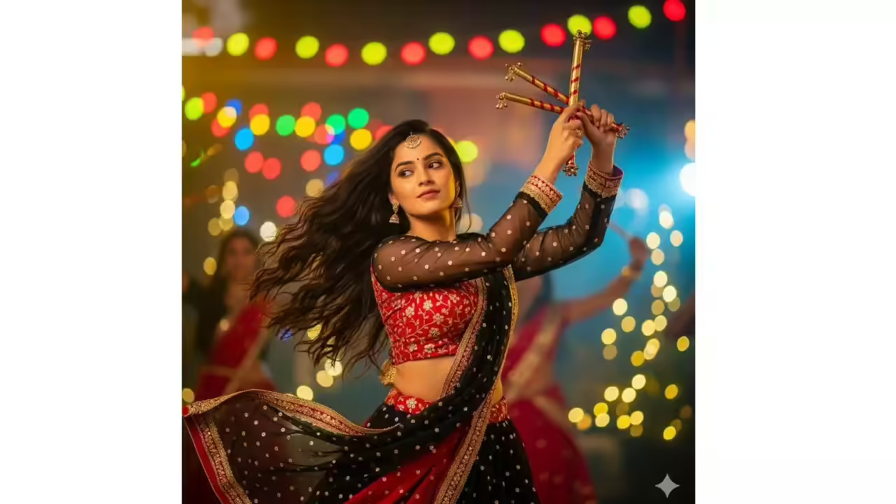 navratri prompt dandiya and garba night scenes - AI Generated Image