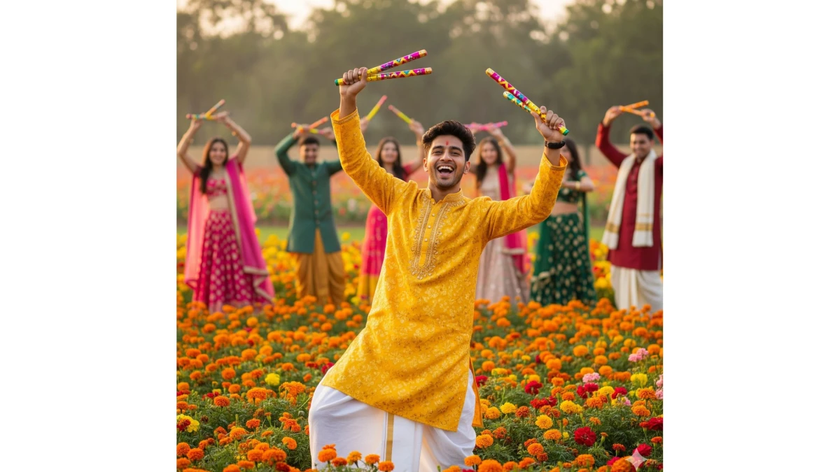 navraprompts for realistic dandiya and garba night scenes - AI Generated Image