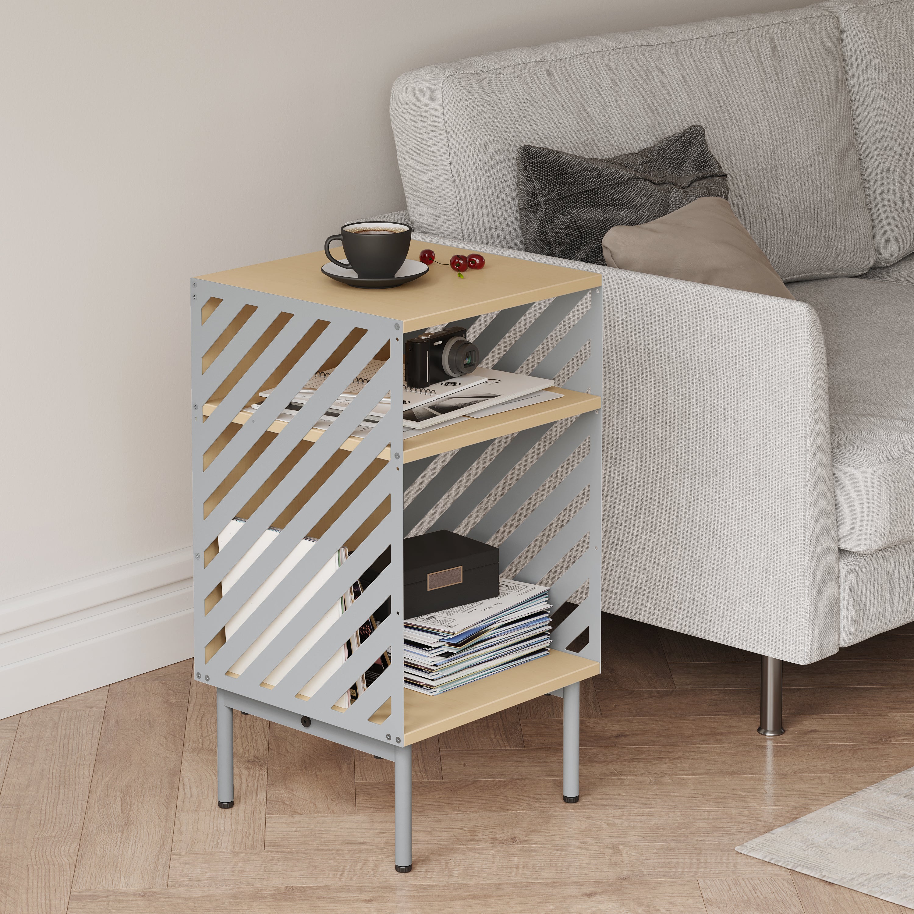 Side Table Nightstand with Storage
