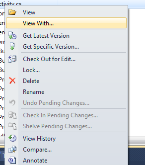 TFS Power Tools 2010 (Sep. Release) - &lsquo;View With&hellip;&rsquo; Context Menu