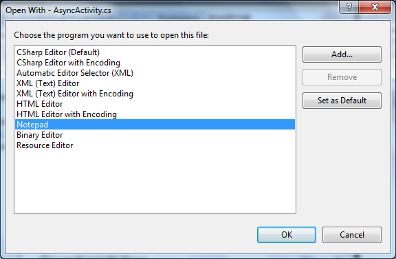 TFS Power Tools 2010 (Sep. Release) - &lsquo;View With&hellip;&rsquo; Dialog