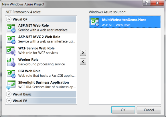 Mehrere Webseiten in einer Windows Azure Web Rolle betreiben