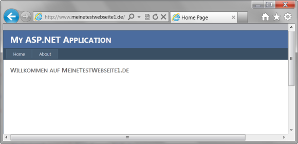 Startseite des &lsquo;MeineTestWebseite1&rsquo; Projektes