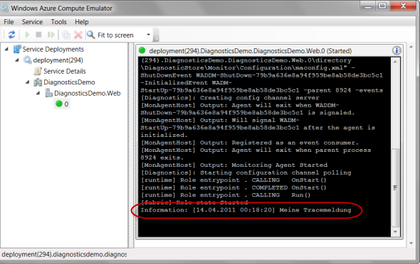 Trace Meldungen aus den Windows Azure Web Rollen im Compute Emulator anzeigen lassen