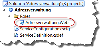 Solution Explorer - Rollen Konfiguration