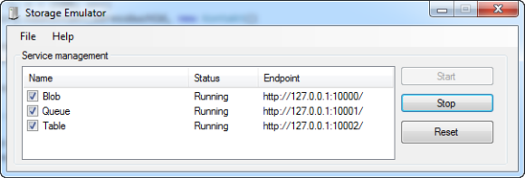 Windows Azure Storage Emulator UI
