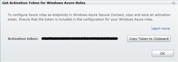 Windows Azure Connect - Get Activation Token