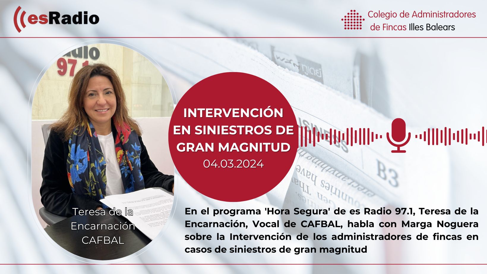 Intervención de los Administradores de Fincas en siniestros de gran magnitud, por Teresa de la Encarnación