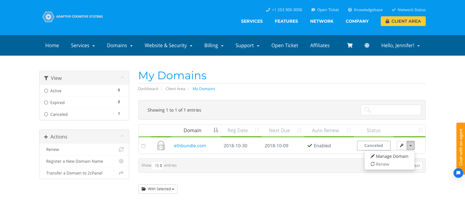 Manage Domain Name At 2cPanel