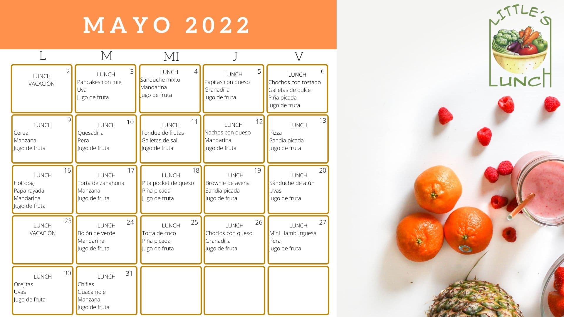 Menú - Mayo 2022