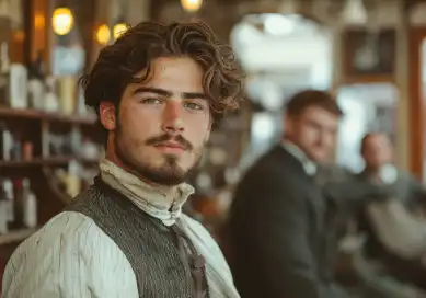 Barbershop customer receiving grooming service
