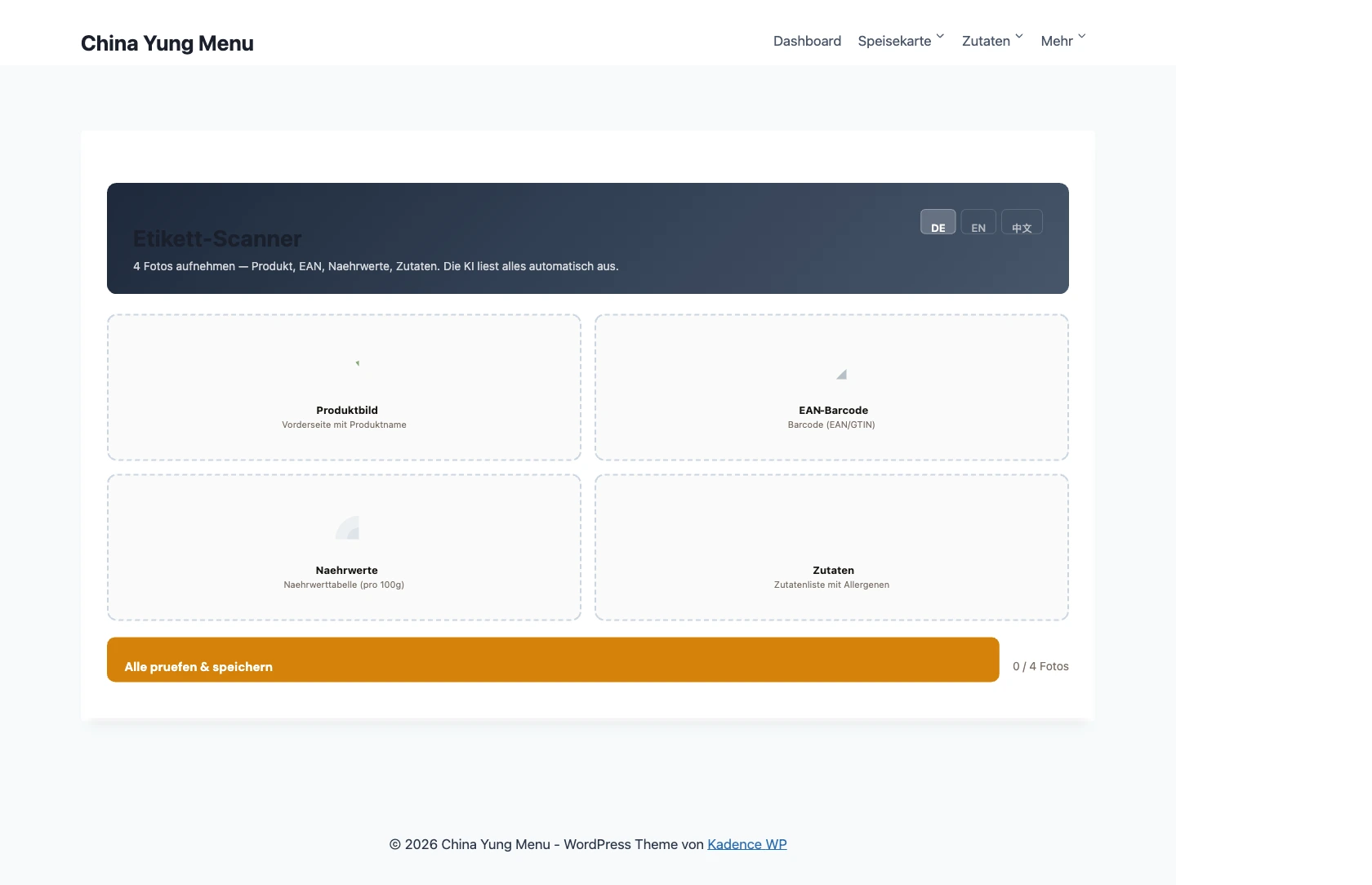 Upload product label – Photo of ingredient list and nutrition table for verification