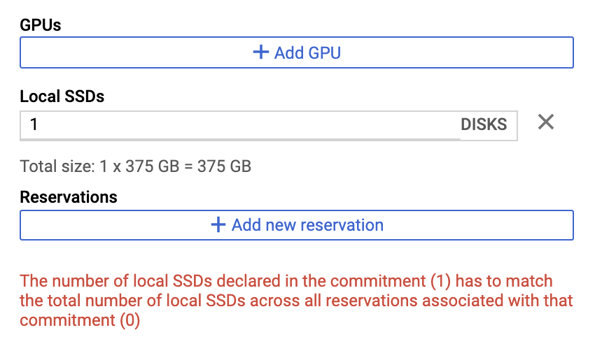 GCP 購買長期折扣的GPU和Local SSD時，reservations必須要一起買。