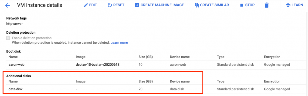 帶有一個Data Disk的VM