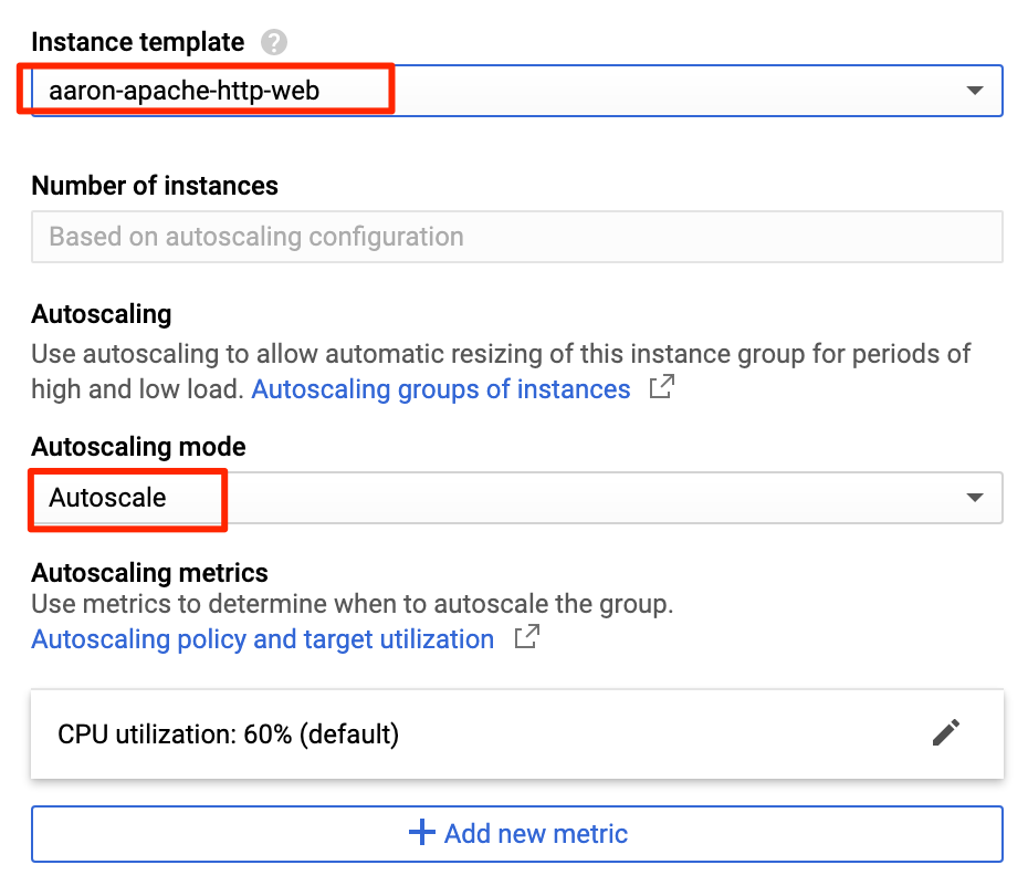 設定 instance template 和 autoscale