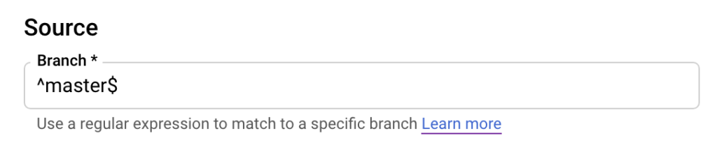 cloud build source branch