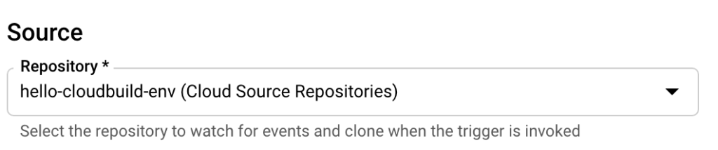cloud build trigger source repository