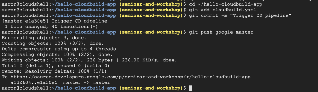 commit cloudbuild.yaml to trigger CICD pipeline