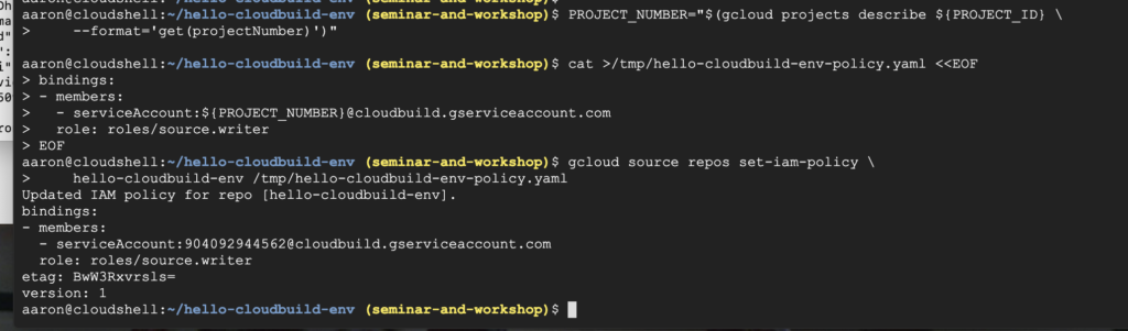 grant Source Repository Writer role Cloud Build service account