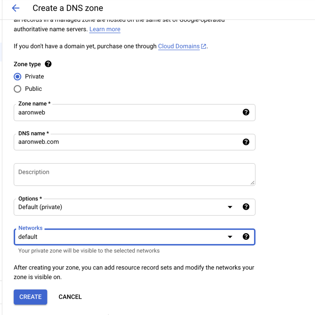 Cloud DNS Private Zone