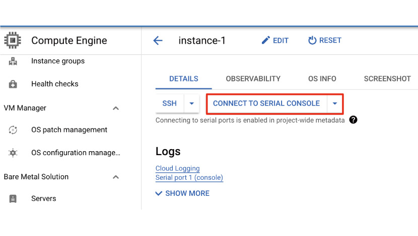 使用 Serial Port 連到 GCP VM_示意圖