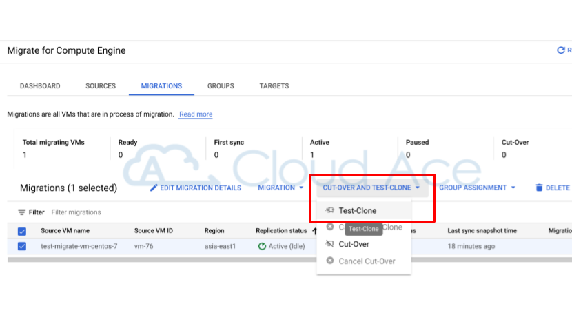 Migrate for Compute Engine 操作示意圖