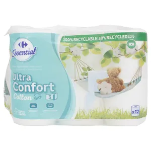 Papel Higiénico Carrefour Capa Algodón X12