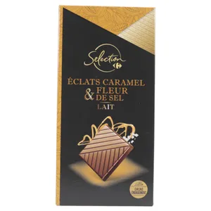 Chocolate Carrefour Con Leche, Trocitos De Caramelo Y Flor De Sal 100 G