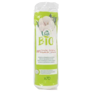 Algodón Desmaquillante Carrefour Bio Soft X70