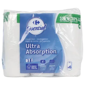 Toalla De Papel Carrefour Ultra Absorción X6