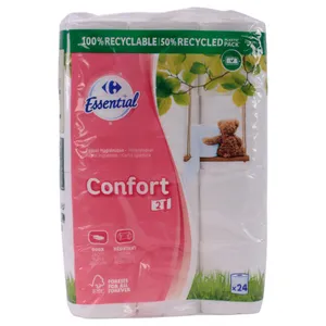 Papel Higiénico Blanco Carrefour 2 Capas X24