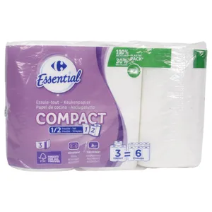 Papel De Cocina Carrefour Compact X3 Unidades