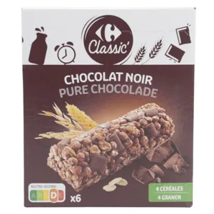 Barras De Cereal Chocolate Negro Carrefour X6