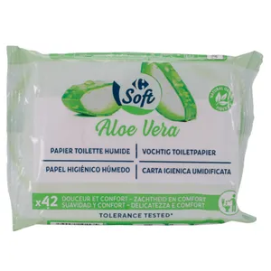 Papel Higienico Carrefour Hojas Aloe Húmedo 48 Unidades