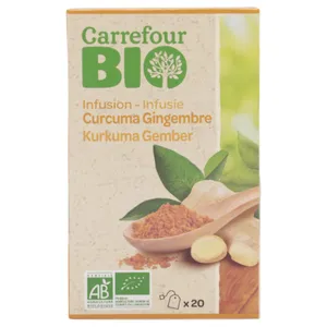 Infusión De Cúrcuma Y Jengibre Carrefour Bio 20 Bolsitas