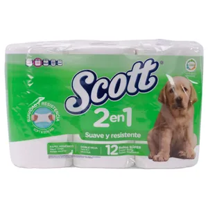 Papel Higiénico Scott 2 En 1 X12 Rollos