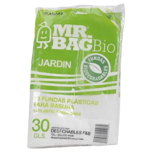 Fundas Para Basura Mr. Bag Bio Blanca De Jardín (30 Galones) X10 Unidades