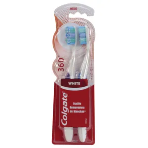 Cepillo De Dientes Colgate 360 Luminous White Medio 2 Unidades