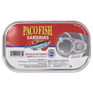 Sardinas Planas Paco Fish En Tomate 85 G (3 Oz)